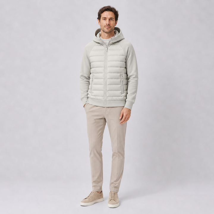 Chaqueta acolchada con capucha para hombre – Estilo combinado de plumón