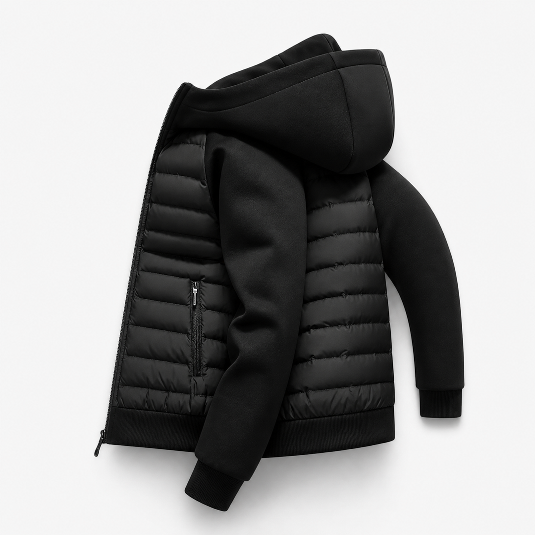 Chaqueta acolchada con capucha para hombre – Estilo combinado de plumón