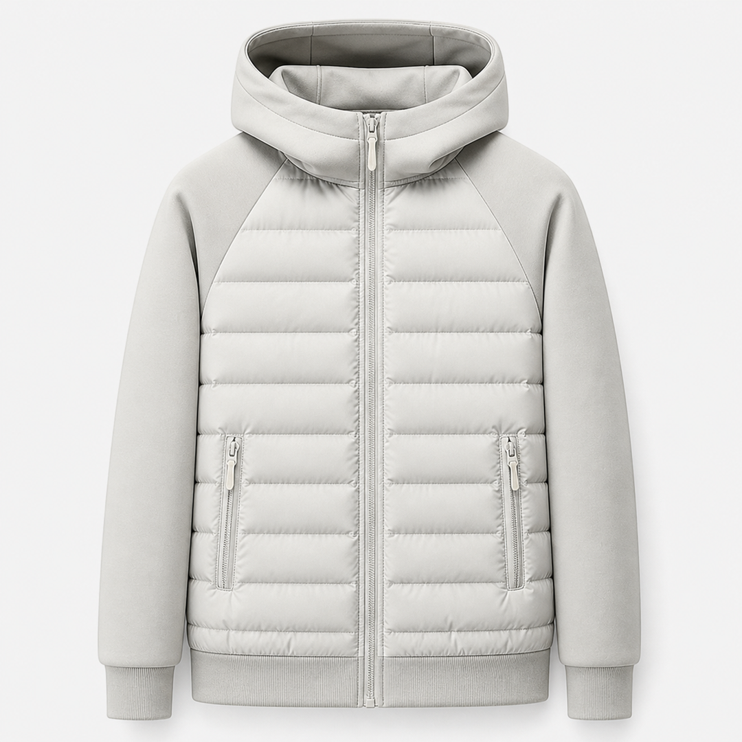 Chaqueta acolchada con capucha para hombre – Estilo combinado de plumón