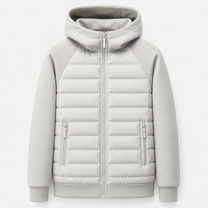 Chaqueta acolchada con capucha para hombre – Estilo combinado de plumón