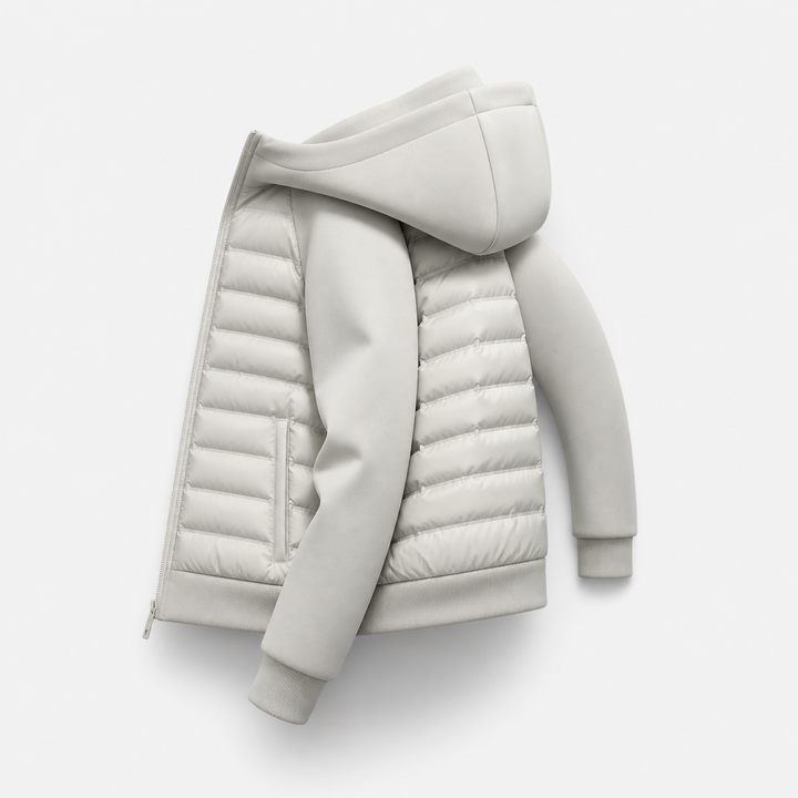 Chaqueta acolchada con capucha para hombre – Estilo combinado de plumón