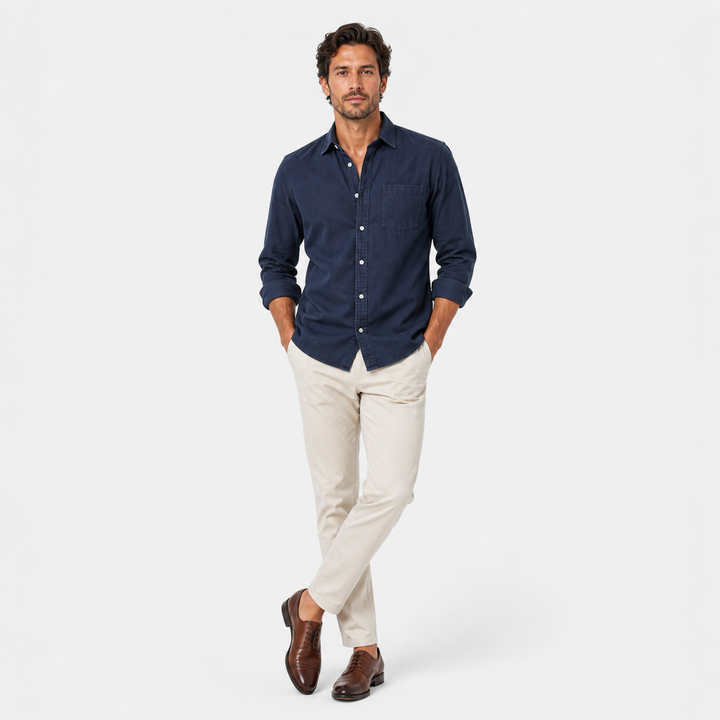 Men’s Solid Long-Sleeve Business Shirt