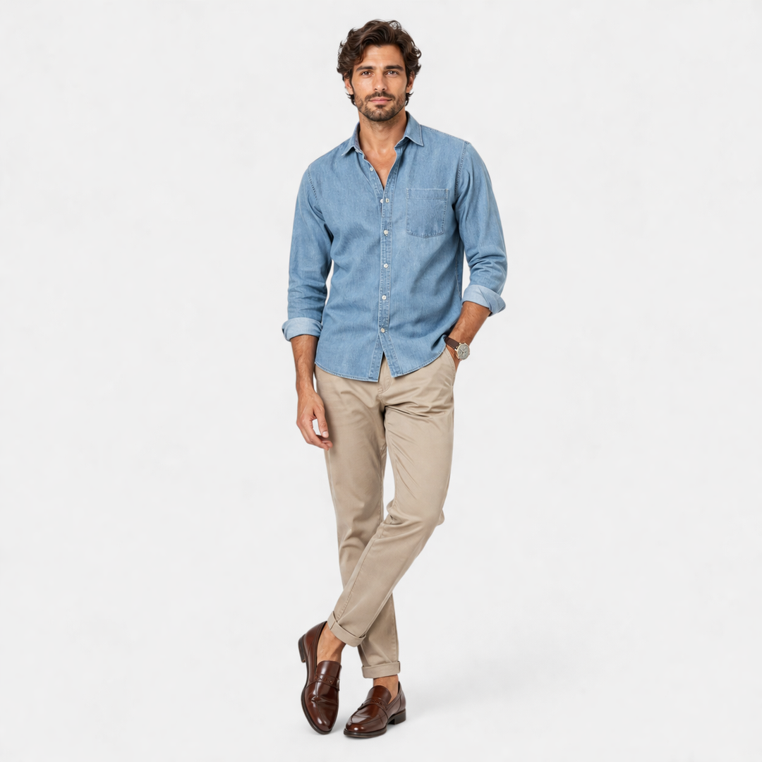 Men’s Solid Long-Sleeve Business Shirt
