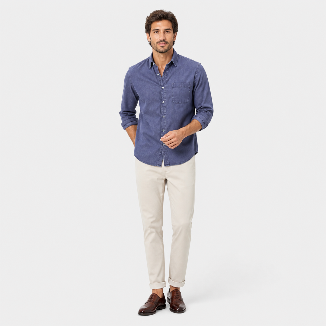 Men’s Solid Long-Sleeve Business Shirt