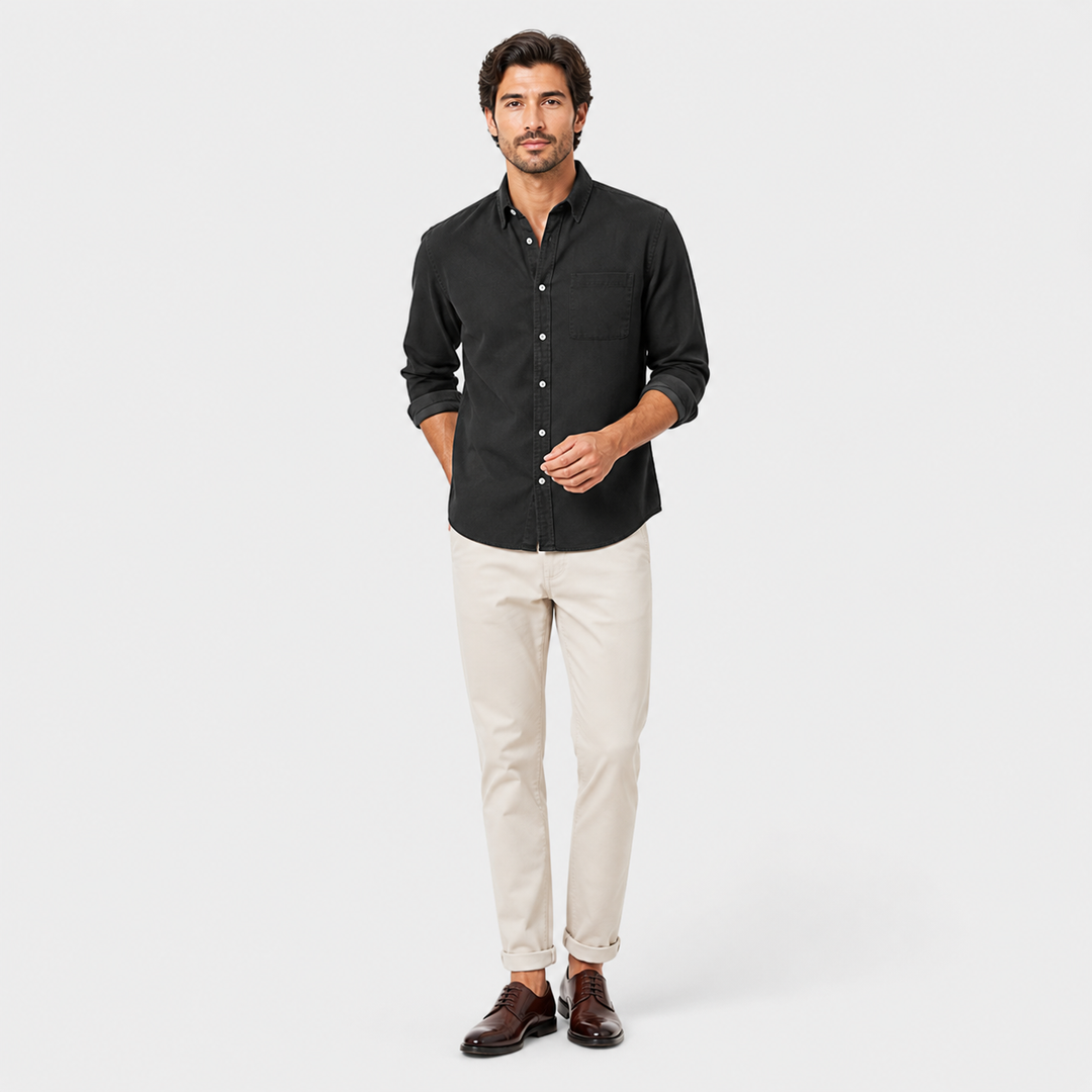 Men’s Solid Long-Sleeve Business Shirt