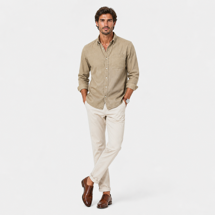 Men’s Solid Long-Sleeve Business Shirt