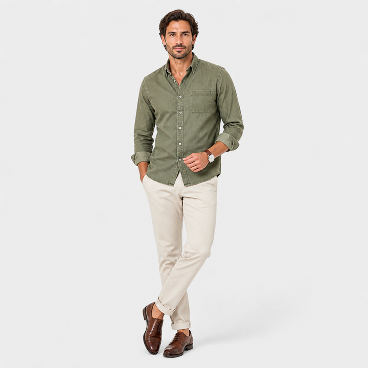 Men’s Solid Long-Sleeve Business Shirt