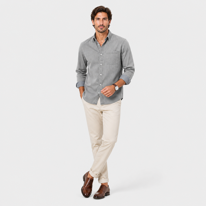 Men’s Solid Long-Sleeve Business Shirt