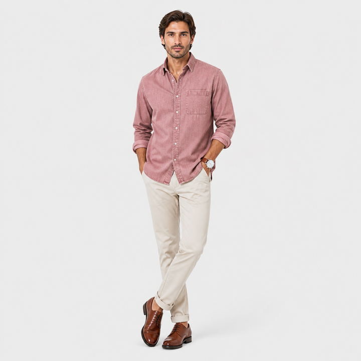 Men’s Solid Long-Sleeve Business Shirt