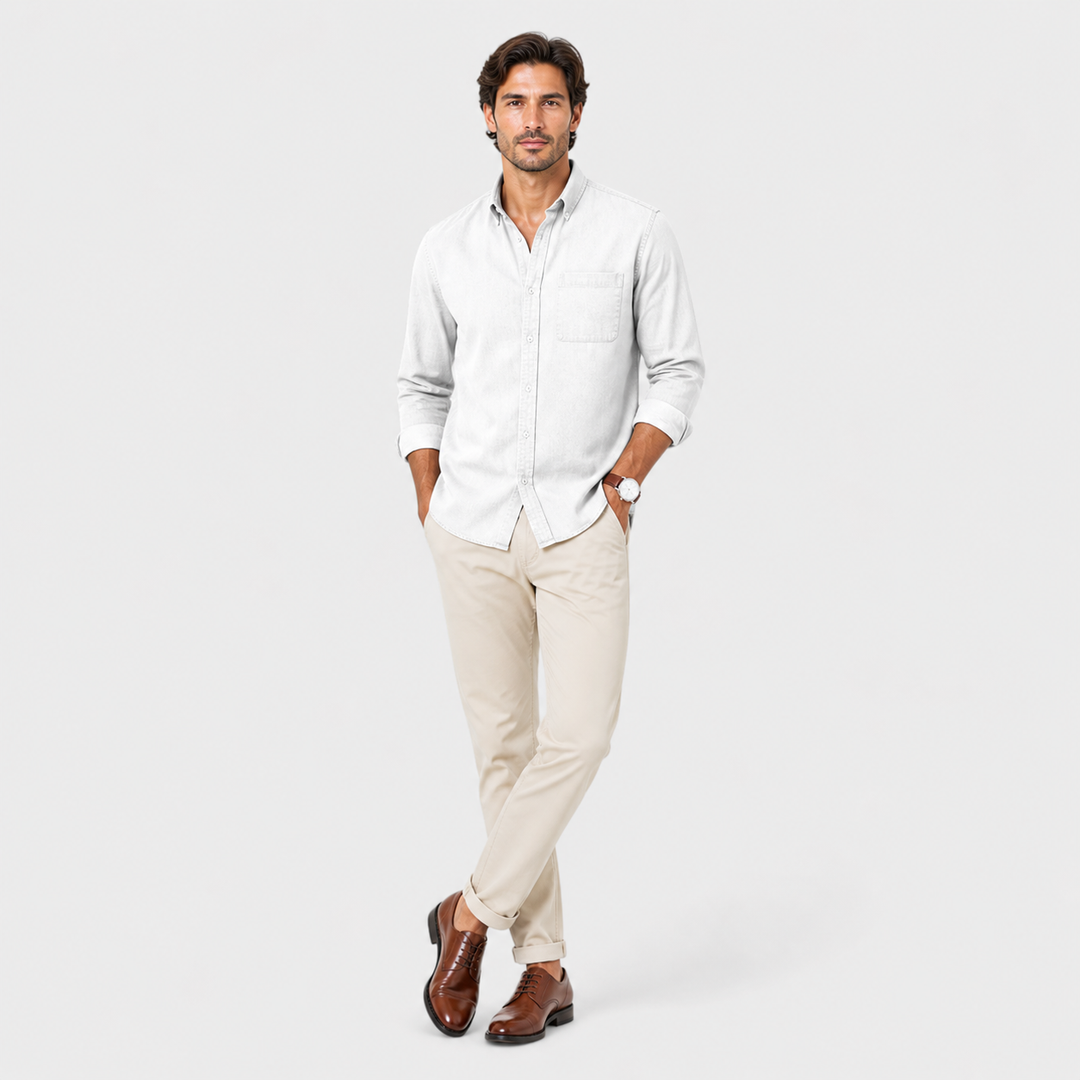Men’s Solid Long-Sleeve Business Shirt
