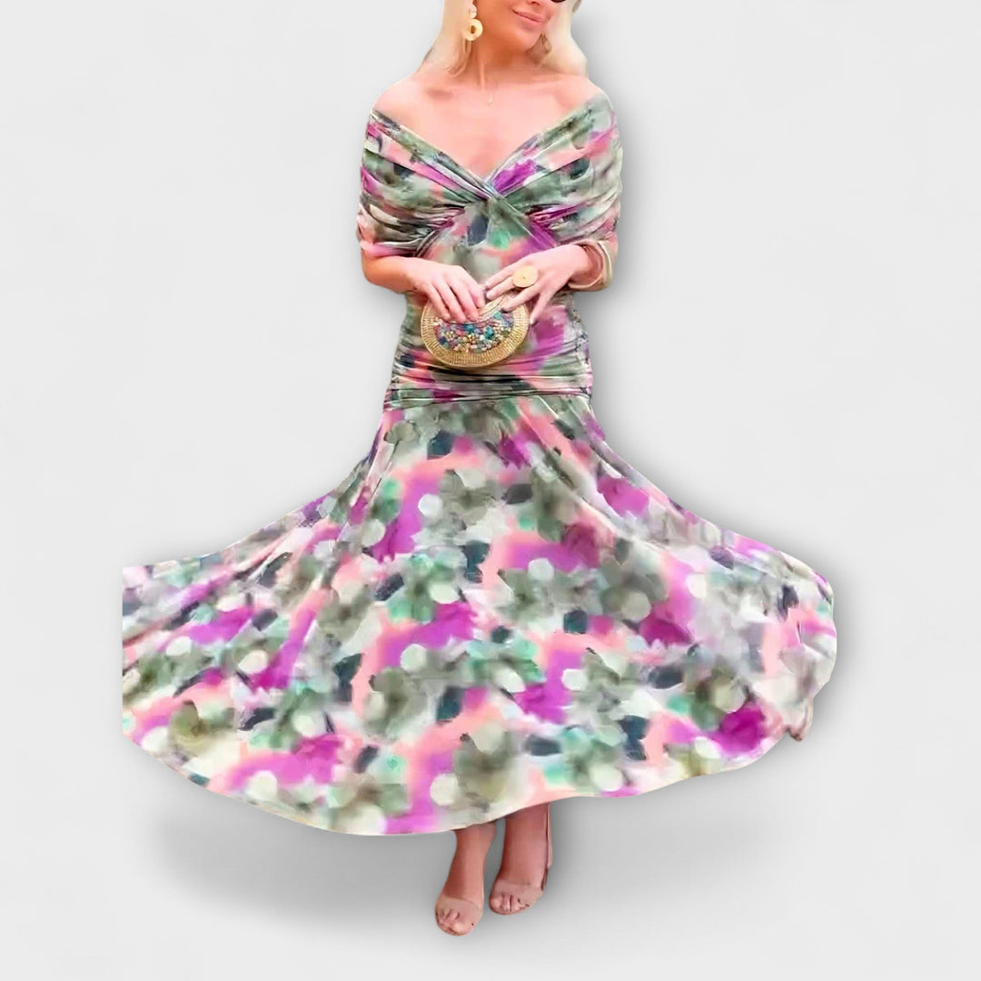 Abito lungo elegante con scollo a V