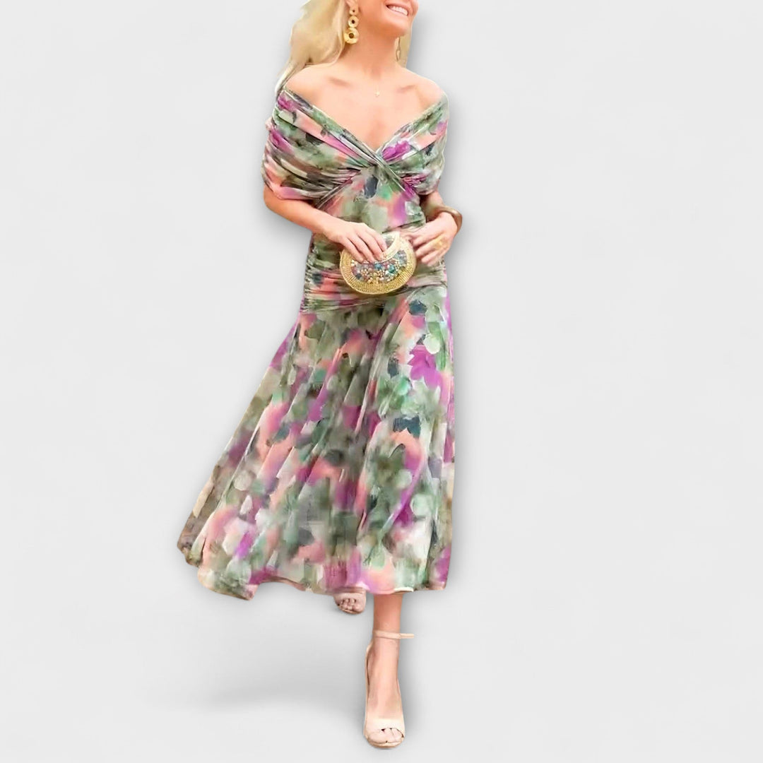 Abito lungo elegante con scollo a V