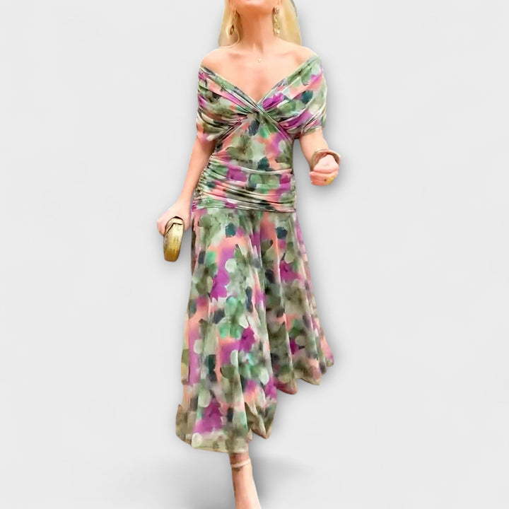Abito lungo elegante con scollo a V