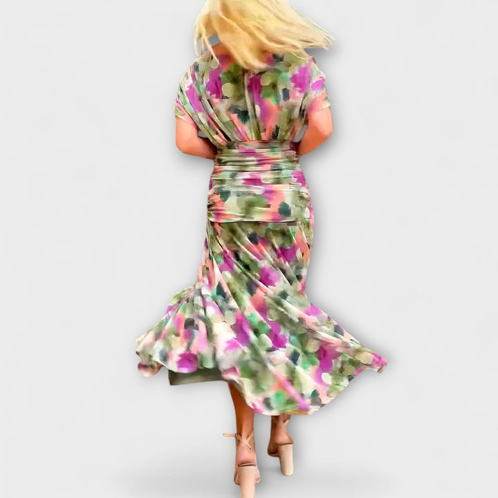 Abito lungo elegante con scollo a V