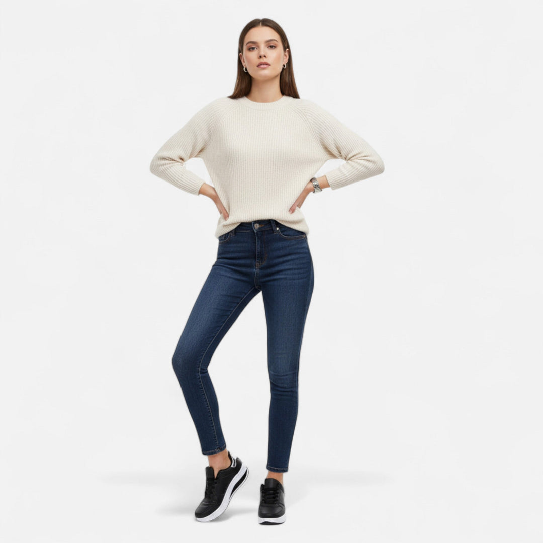Sneakers con zeppa in pelle da donna