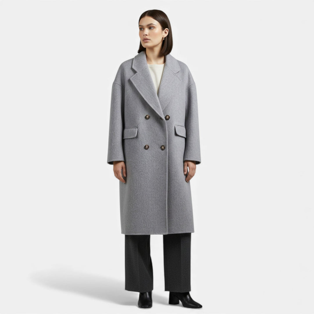 Manteau d'hiver pour femme en mélange de laine avec double poche