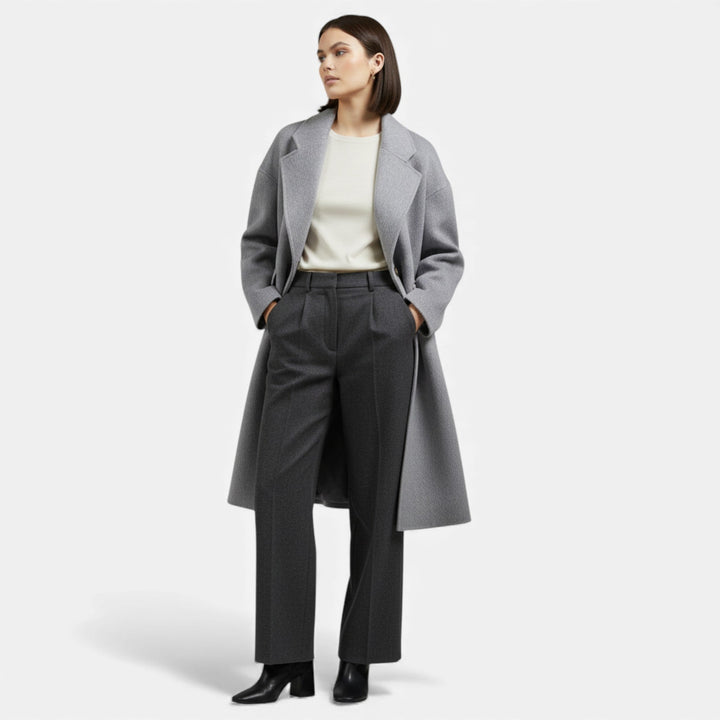 Manteau d'hiver pour femme en mélange de laine avec double poche