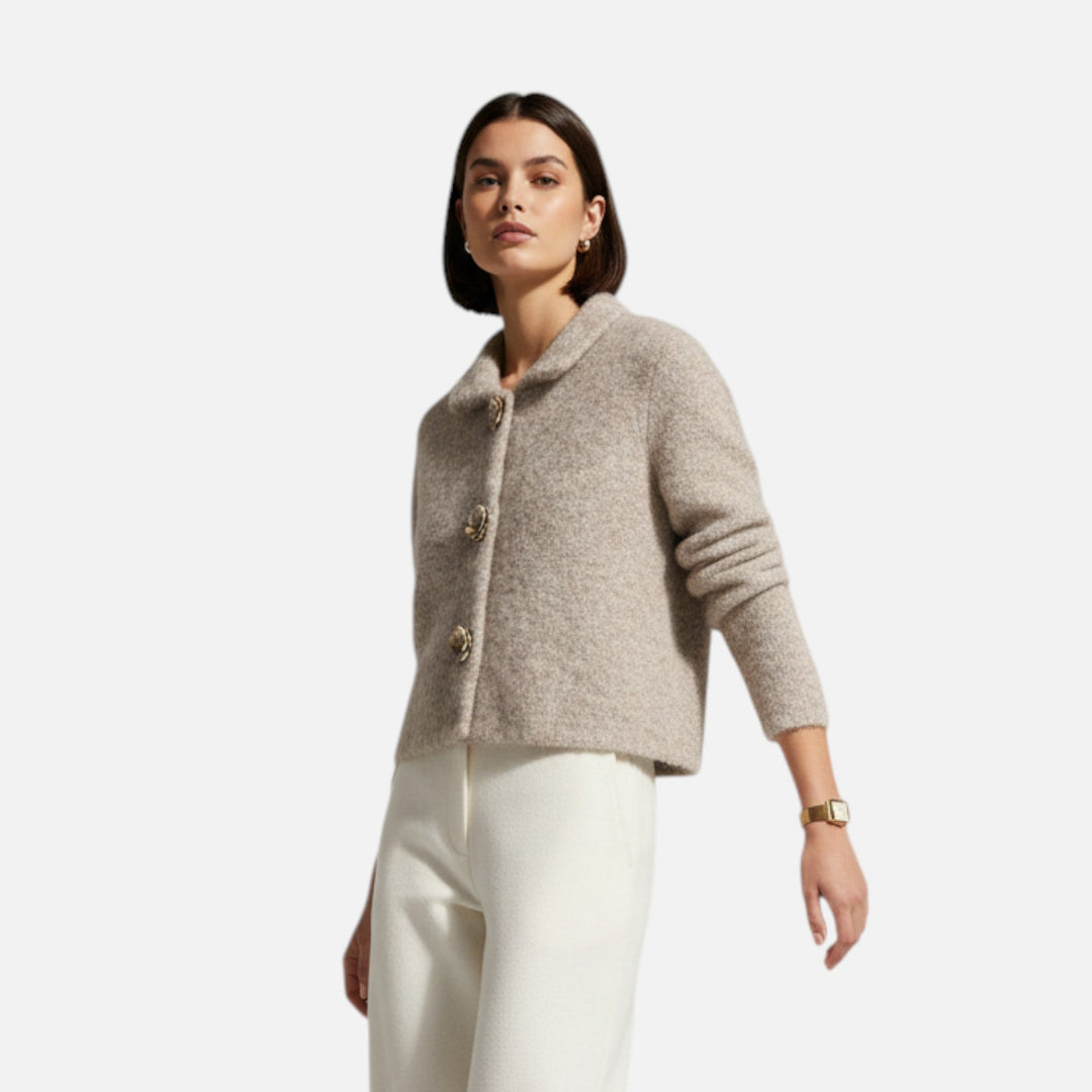 Cardigan con bottoni floreale da donna