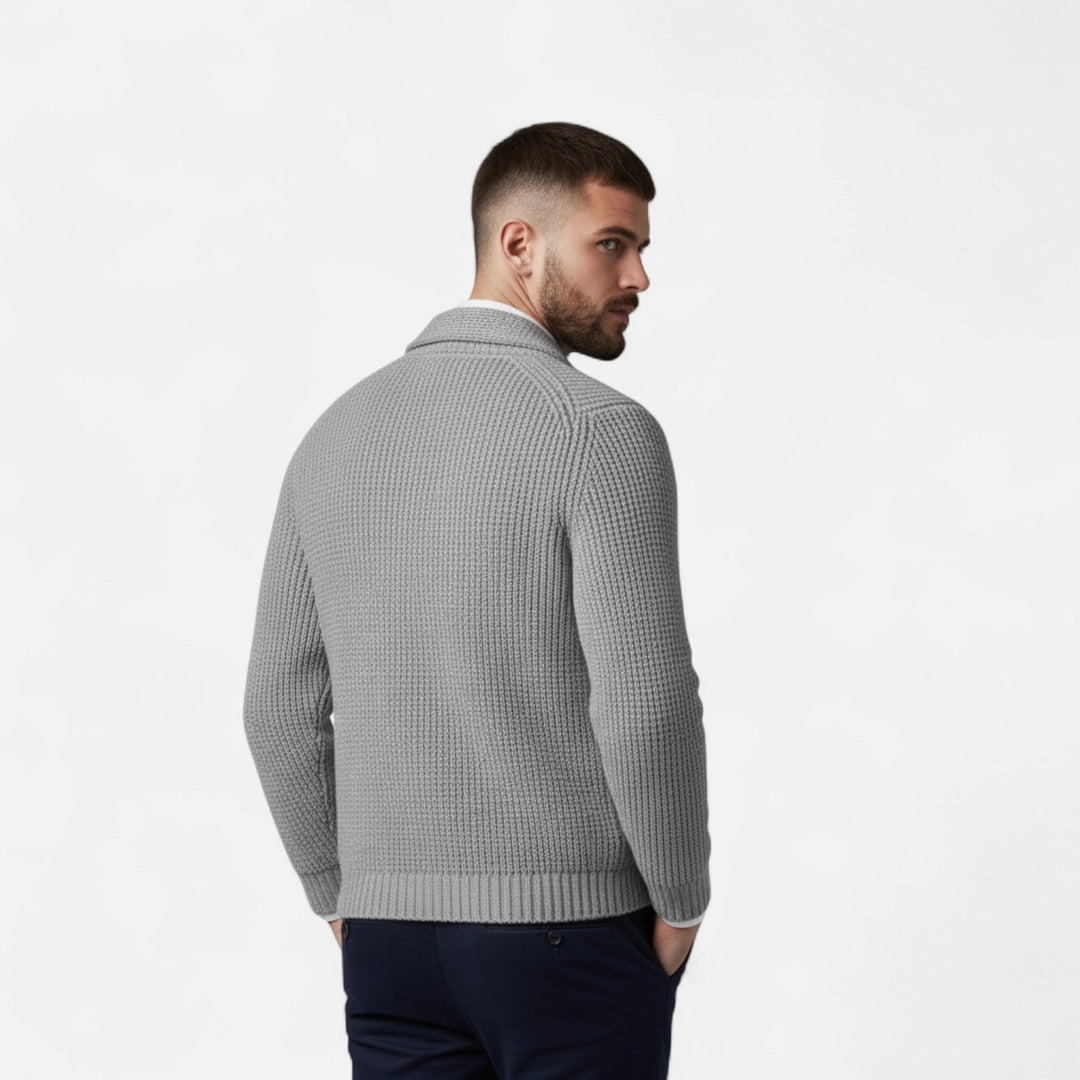 Herreknap-op Premium Uld Cardigan – Klassisk Slank Pasform Stil