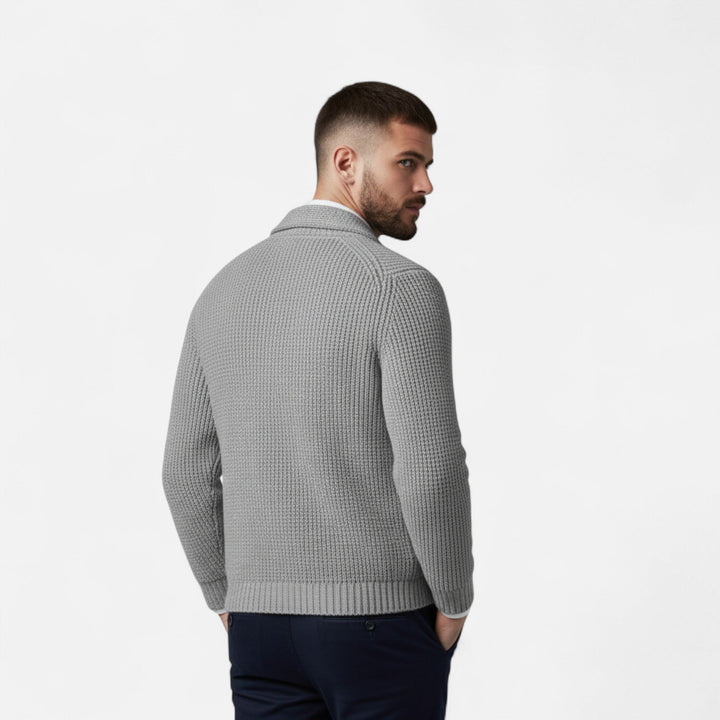 Herreknap-op Premium Uld Cardigan – Klassisk Slank Pasform Stil