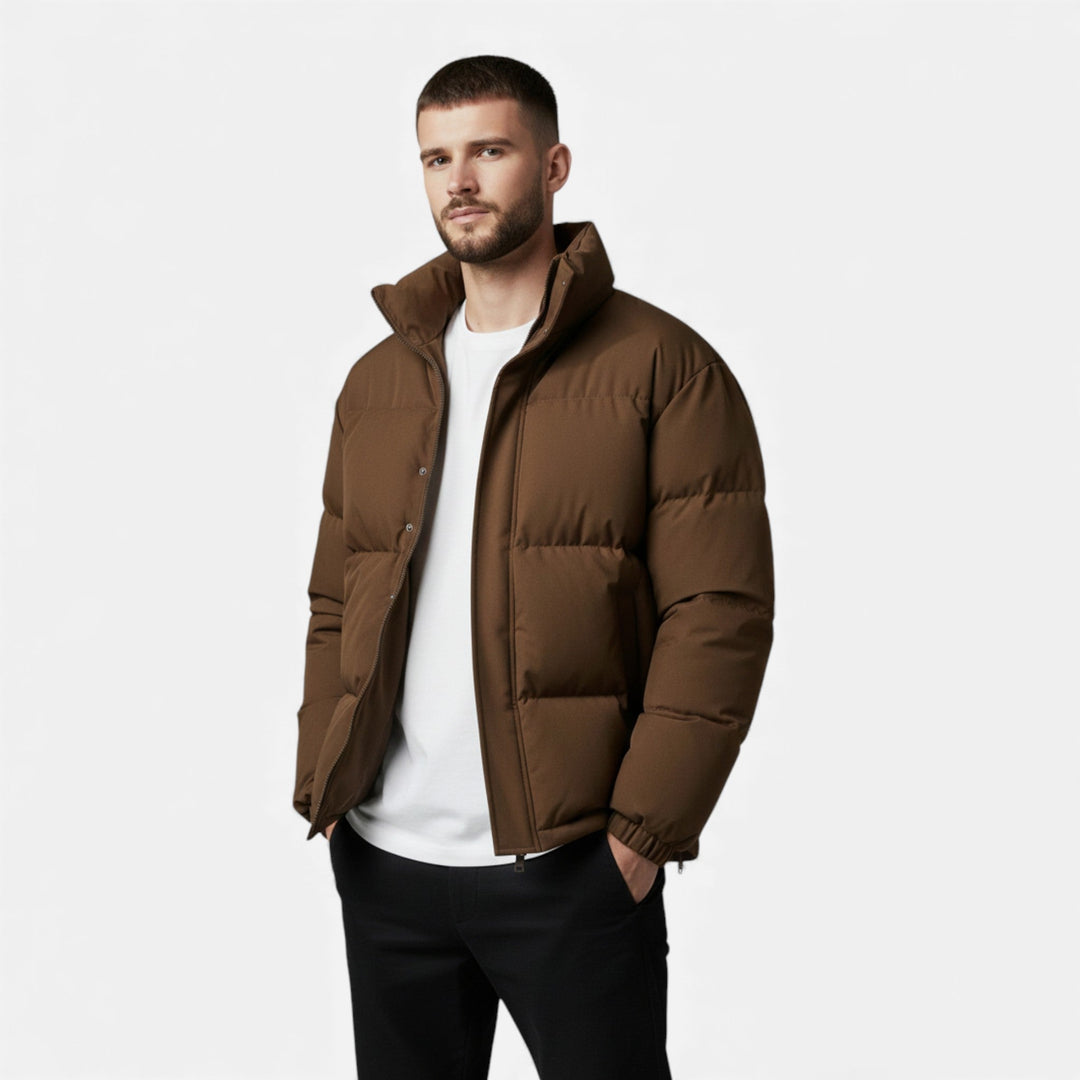 Unisex Puffer Cotton Jacket with Stand Collar