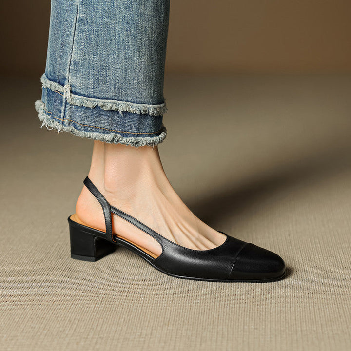 Dame Ægte Læder Slingback Pumps