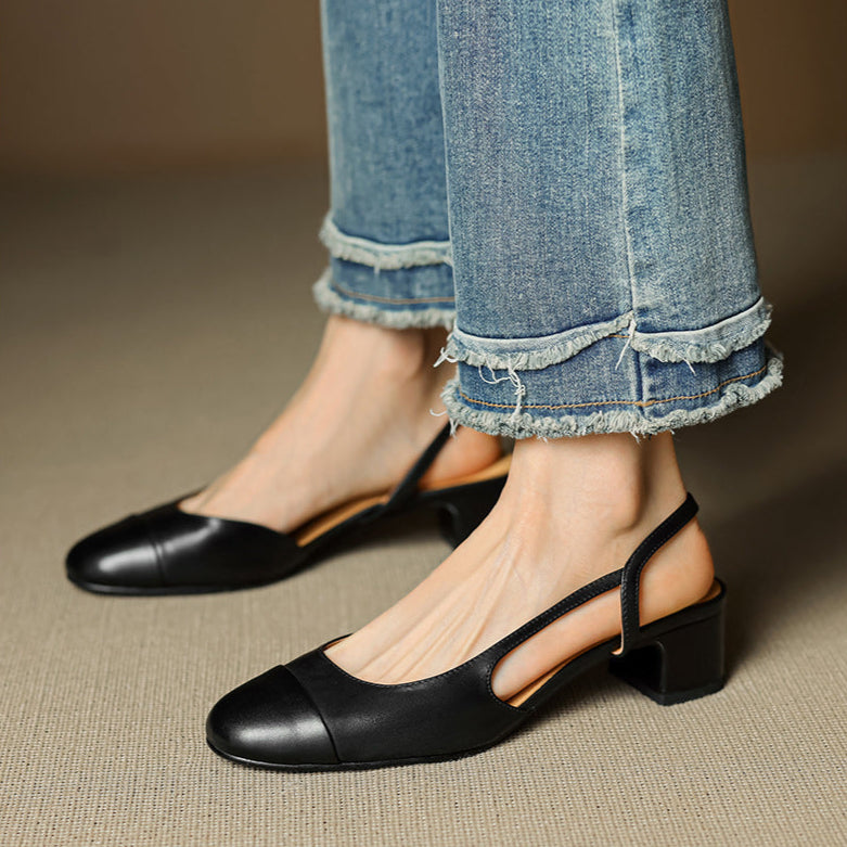 Dame Ægte Læder Slingback Pumps