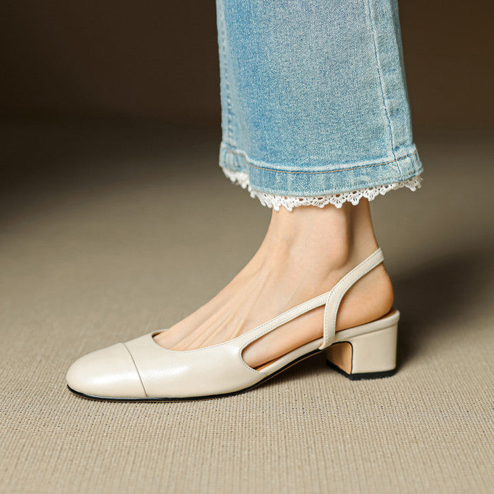 Dame Ægte Læder Slingback Pumps