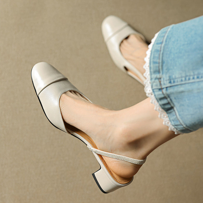 Dame Ægte Læder Slingback Pumps