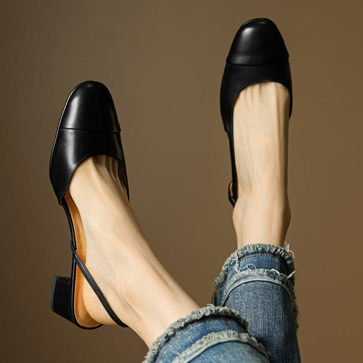 Dame Ægte Læder Slingback Pumps