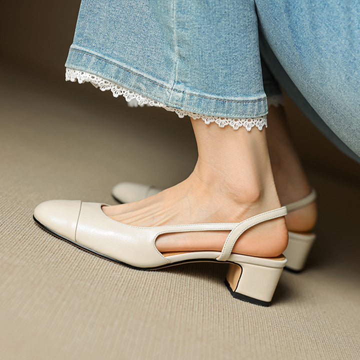 Dame Ægte Læder Slingback Pumps