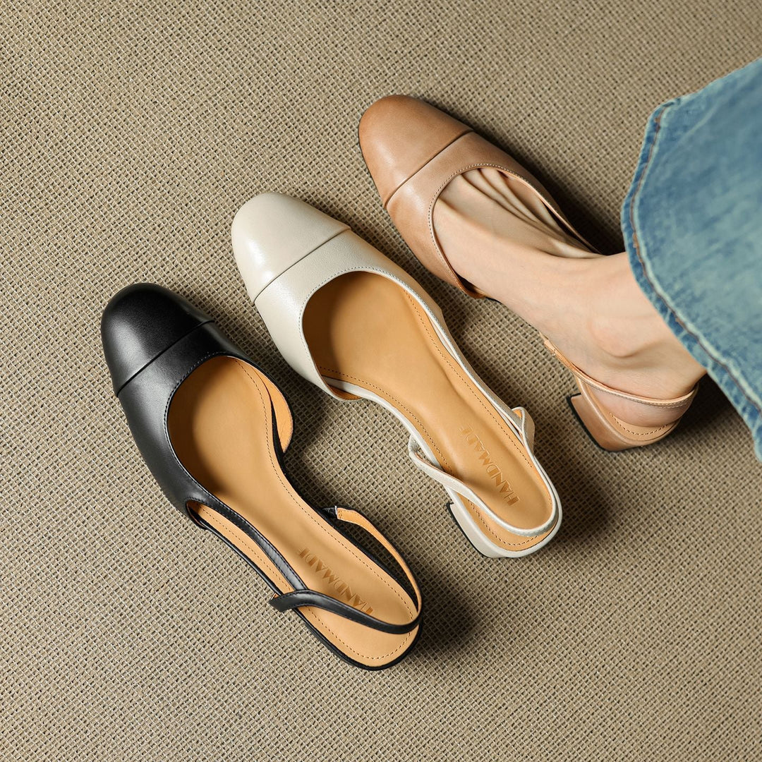 Dame Ægte Læder Slingback Pumps