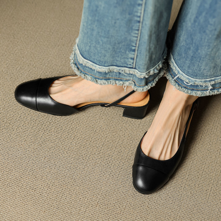 Dame Ægte Læder Slingback Pumps