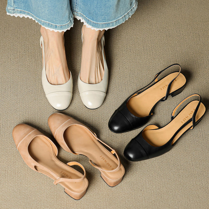 Dame Ægte Læder Slingback Pumps