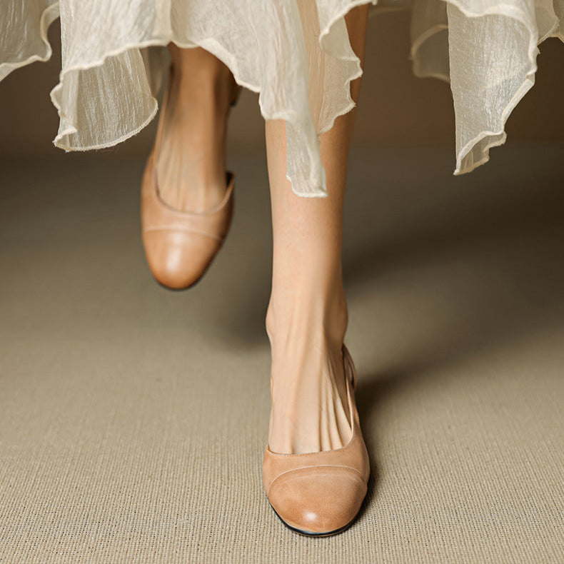 Dame Ægte Læder Slingback Pumps