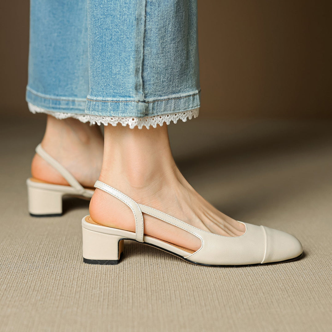 Dame Ægte Læder Slingback Pumps