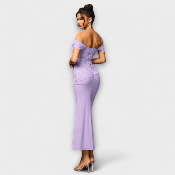 Off-Shoulder Ruched Bodycon Dress