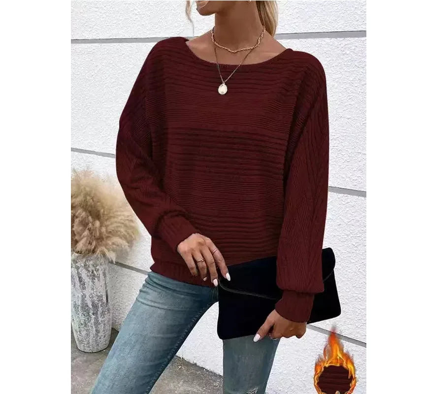 Minimalist Spliced Round Neck Sweater