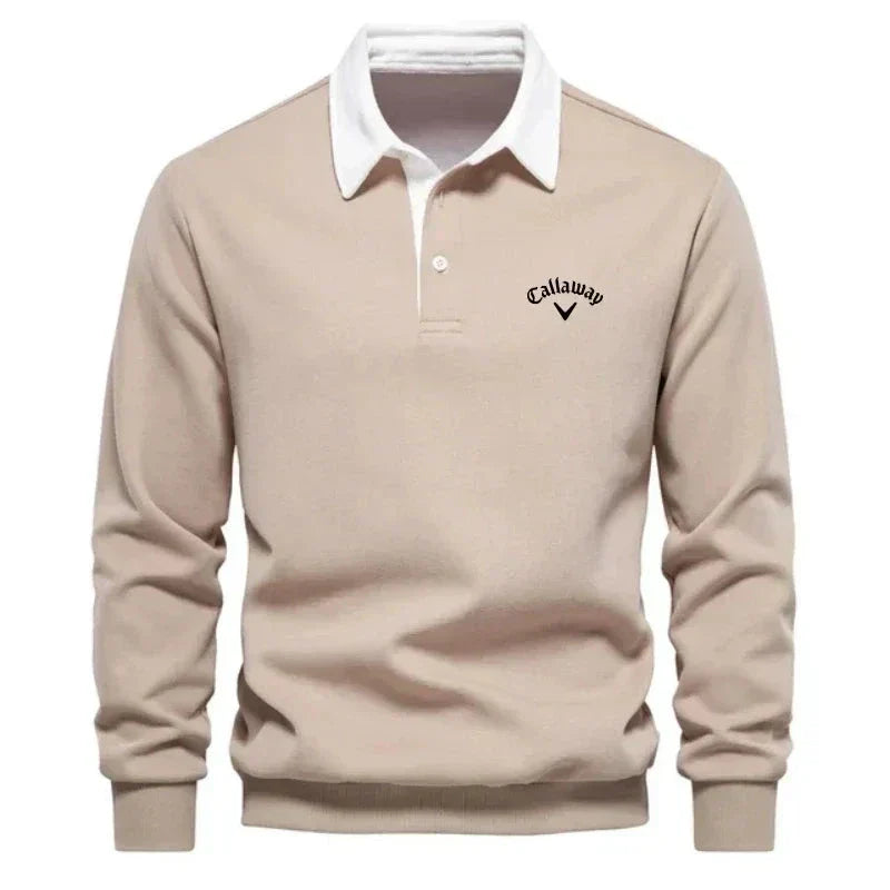 Knitted Polo Sweater with Contrast Collar – Men