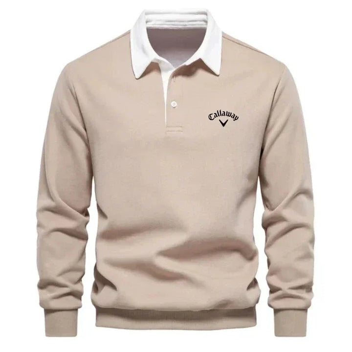 Knitted Polo Sweater with Contrast Collar – Men