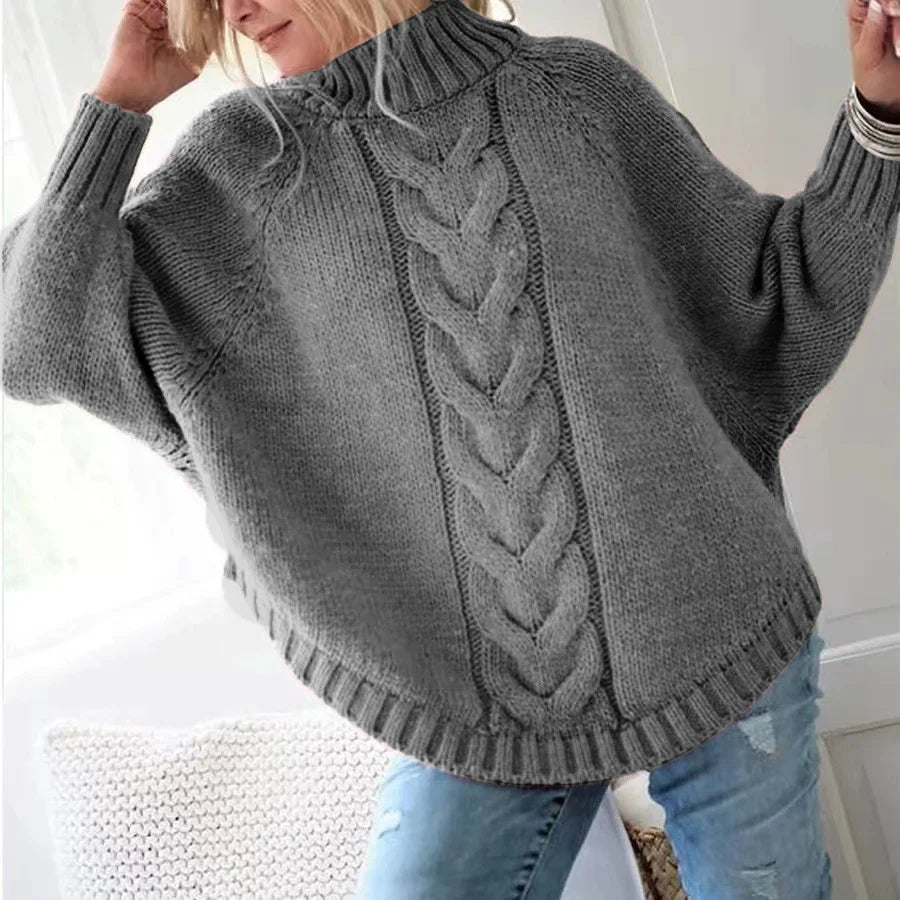 Vintage Cable Knit High Neck Sweater