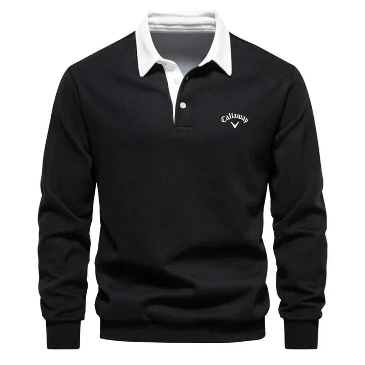 Knitted Polo Sweater with Contrast Collar – Men