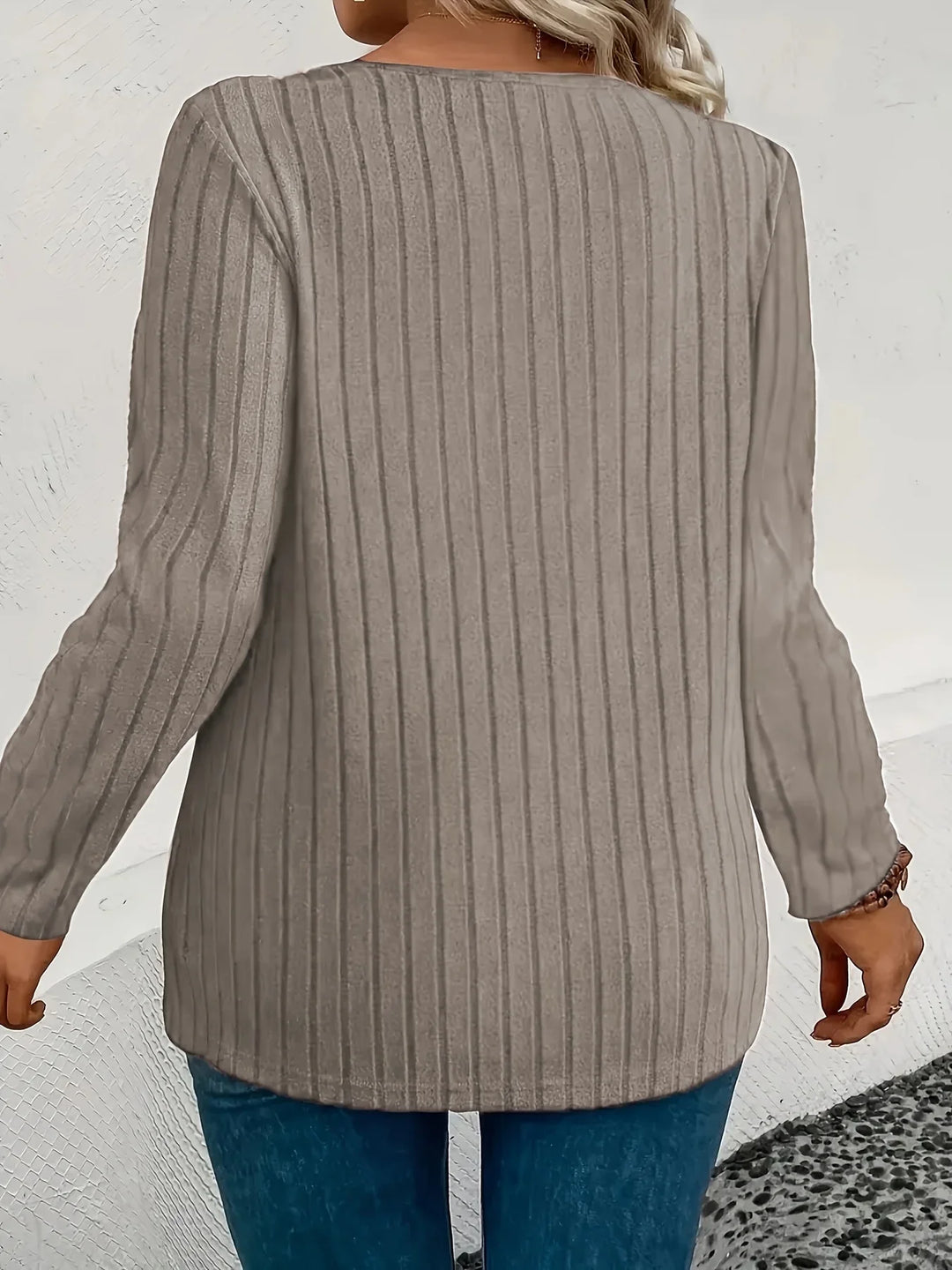 Plus size afslappet langærmet casual top