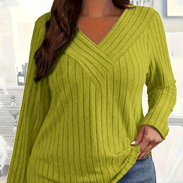 Plus size afslappet langærmet casual top