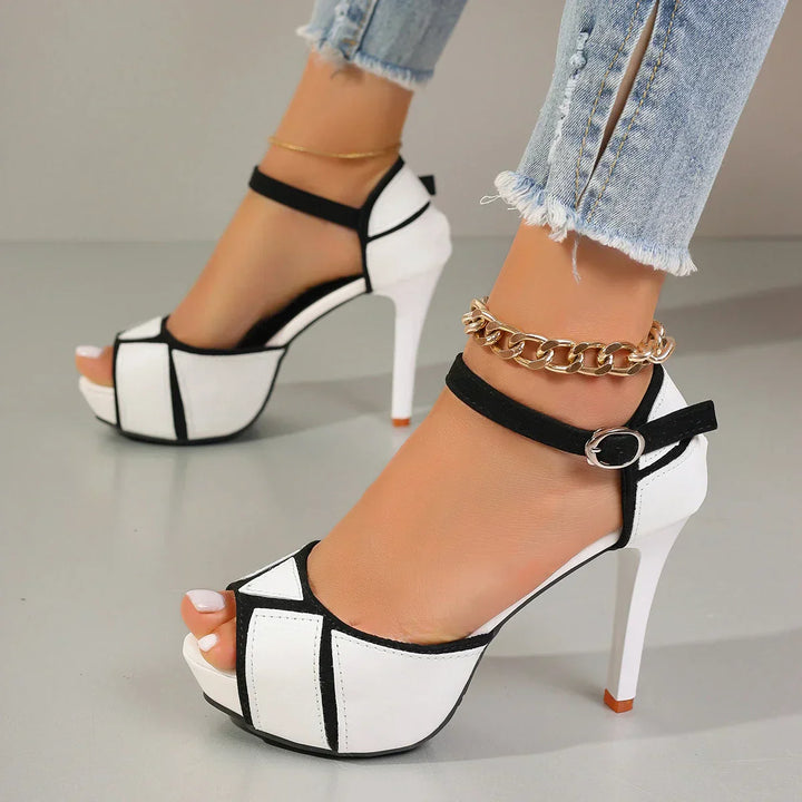 Tacones de cuero con estampado para mujer