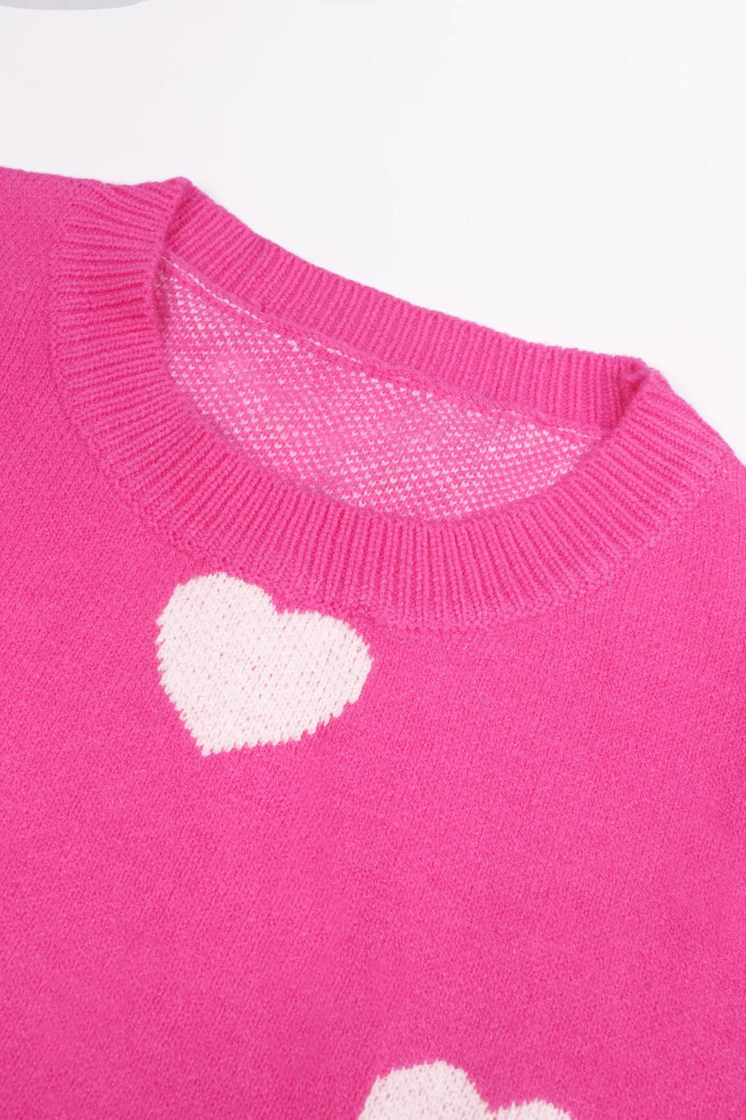 Oversized sweater med hjerteprint i hot pink