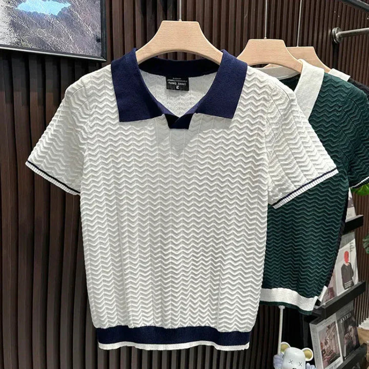 Textured Wave Knit Polo – Men