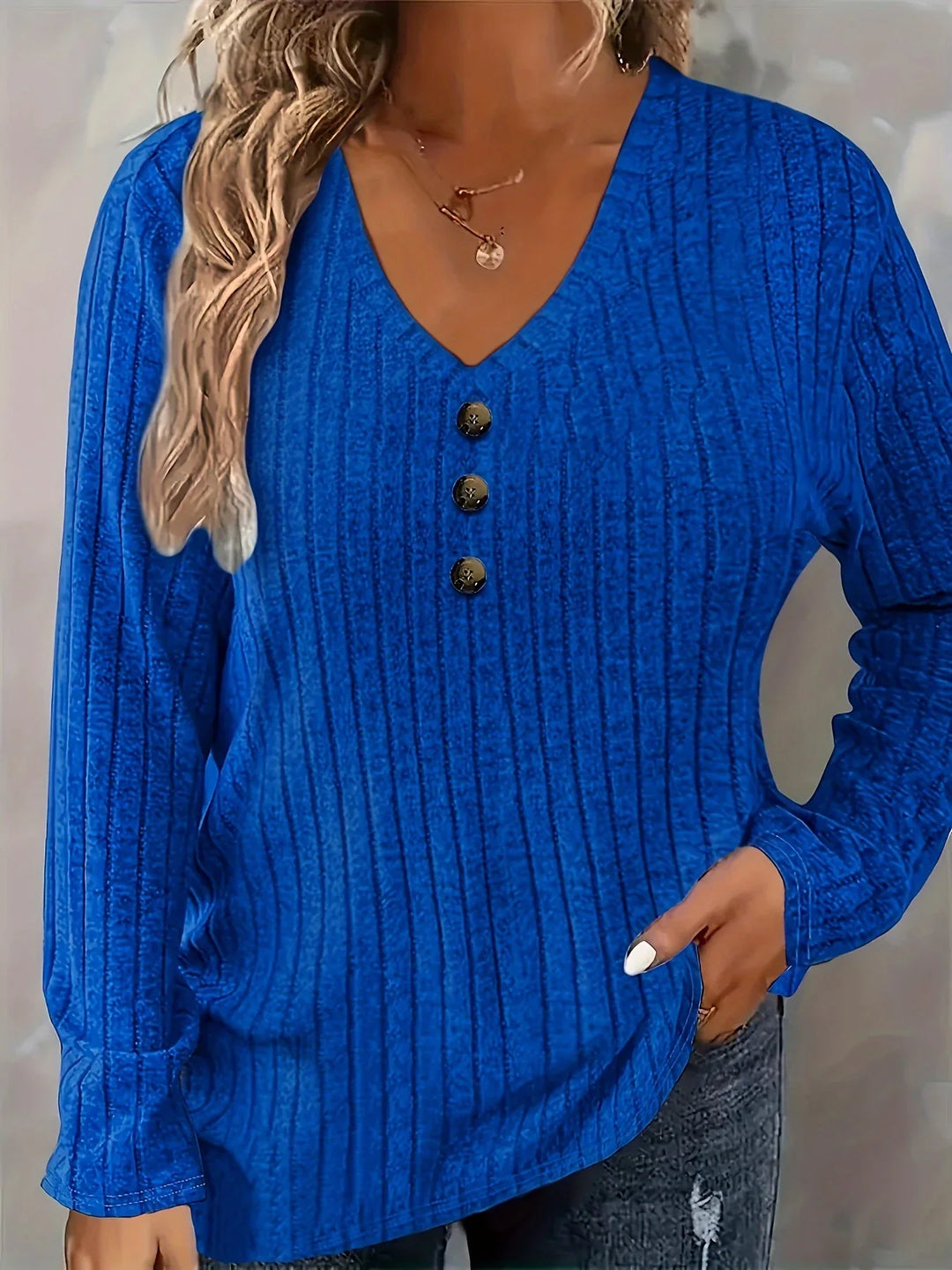 Plus size afslappet langærmet casual top