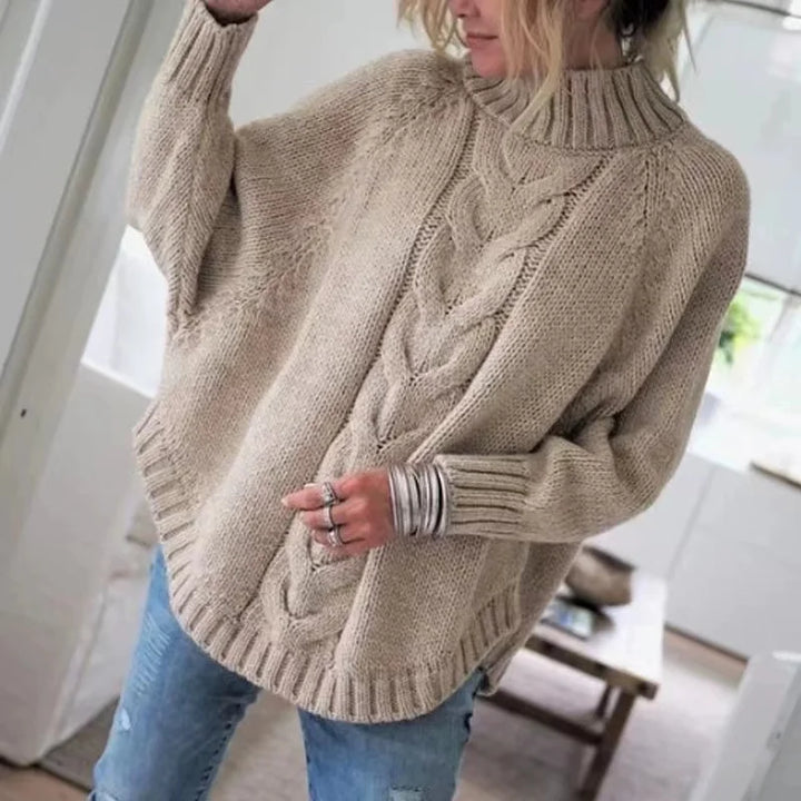Vintage Cable Knit High Neck Sweater