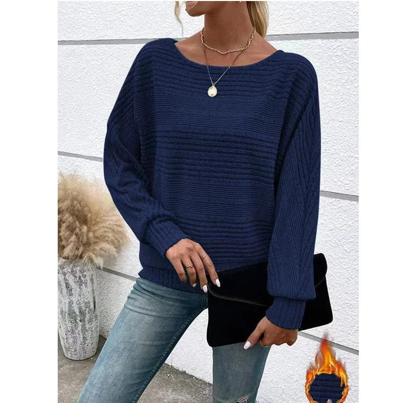 Minimalist Spliced Round Neck Sweater